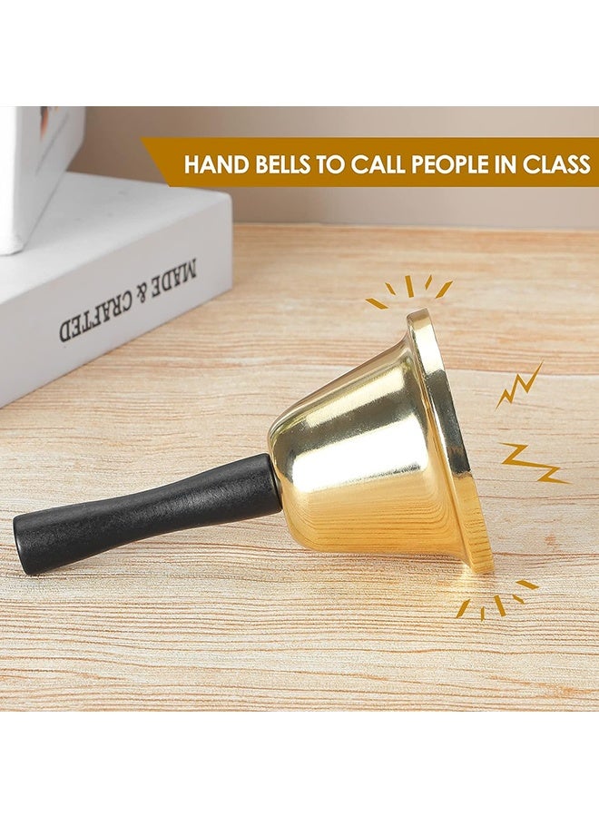 Wffo Loud Hand Bell - Gold Steel Hand Bells for Adults, Dinner Bells for Inside Classroom Bell, for Food Line, Alarm, Jingles, Ringing (Gold) - Image 5