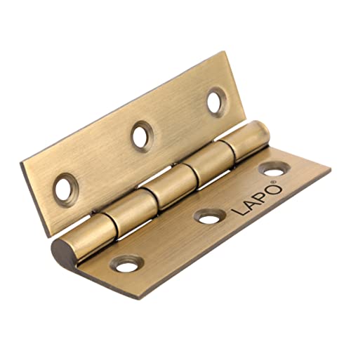 LAPO Stainless Steel Hinges, 3 Inch x 14 Gauge/1.5mm Strong Build Butt Door Hinges, Soft Movement, Used for Window & Cabinet Doors, 5 Years Warranty, Antique Finish, Pack of 24 - Image 5