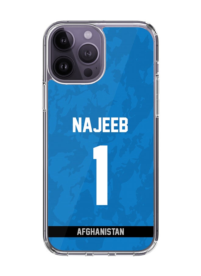 Stylizedd - Classic Clear Case for iPhone 15 Pro Max , Hybrid Soft Case Transparent Cover - Player Name - Najibullah Zadran, Jersey Number- 1 - Image 1