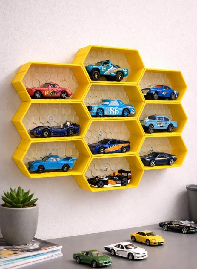 HICHISO Modular 1:64 Scale Die cast Cars Display | Premium Wall Display | Mini Car Showcase for Collectors | Compatible with HOT Wheels, Matchbox, Mini GT (Without Toys) | Yellow (Pack of 10) - Image 1
