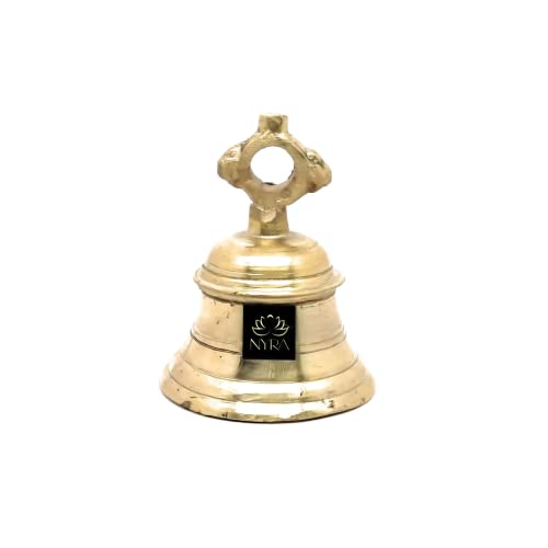 Nyra® Pure Brass/Peetal Pooja Mandir Ghanta Solid Heavy Metal Temple Ghanta/Puja Bell (Small - 250 Grams) - Image 1