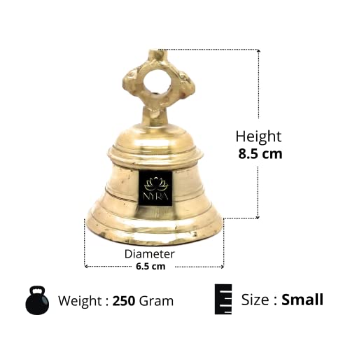 Nyra® Pure Brass/Peetal Pooja Mandir Ghanta Solid Heavy Metal Temple Ghanta/Puja Bell (Small - 250 Grams) - Image 3