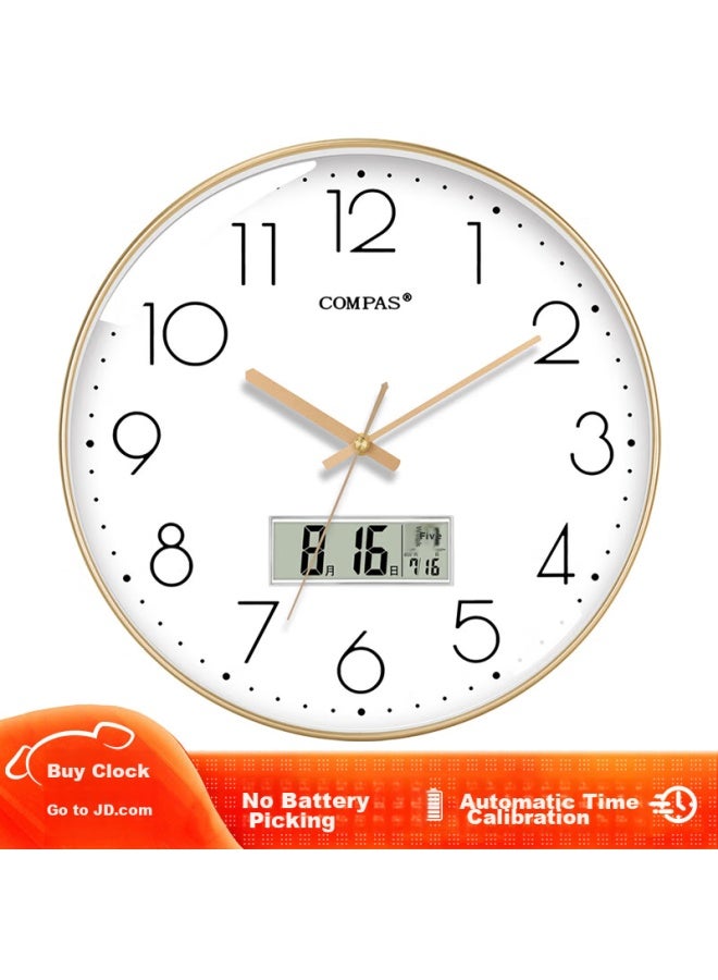 Compas Radio-controlled Clock, Automatic Time Synchronization, Quiet Wall Clock For Classroom And Living Room, Wall-mounted, C6219ay Luxury Gold, 35cm - Image 1
