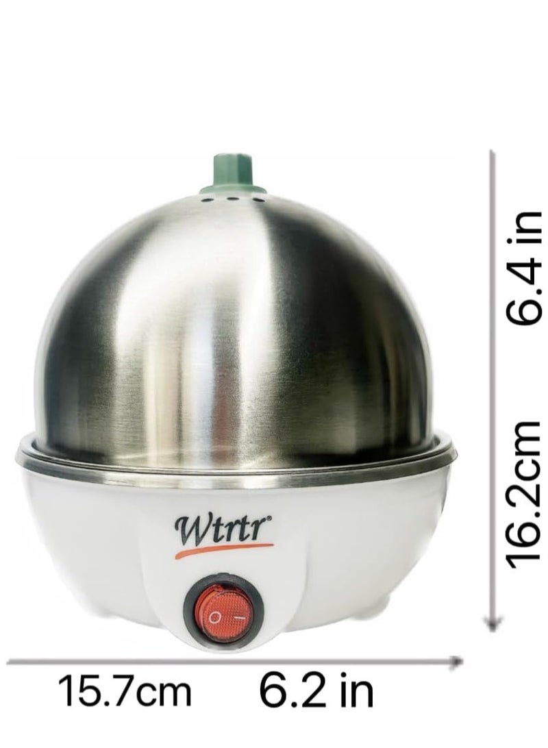 Wtrtr stainless steel Egg Cooker, 350W Electric Egg Beater, White Egg Steamer, Egg Cooker, 7 Egg Volume Steamed Egg Automatically Closed, Double Steamed Egg，605