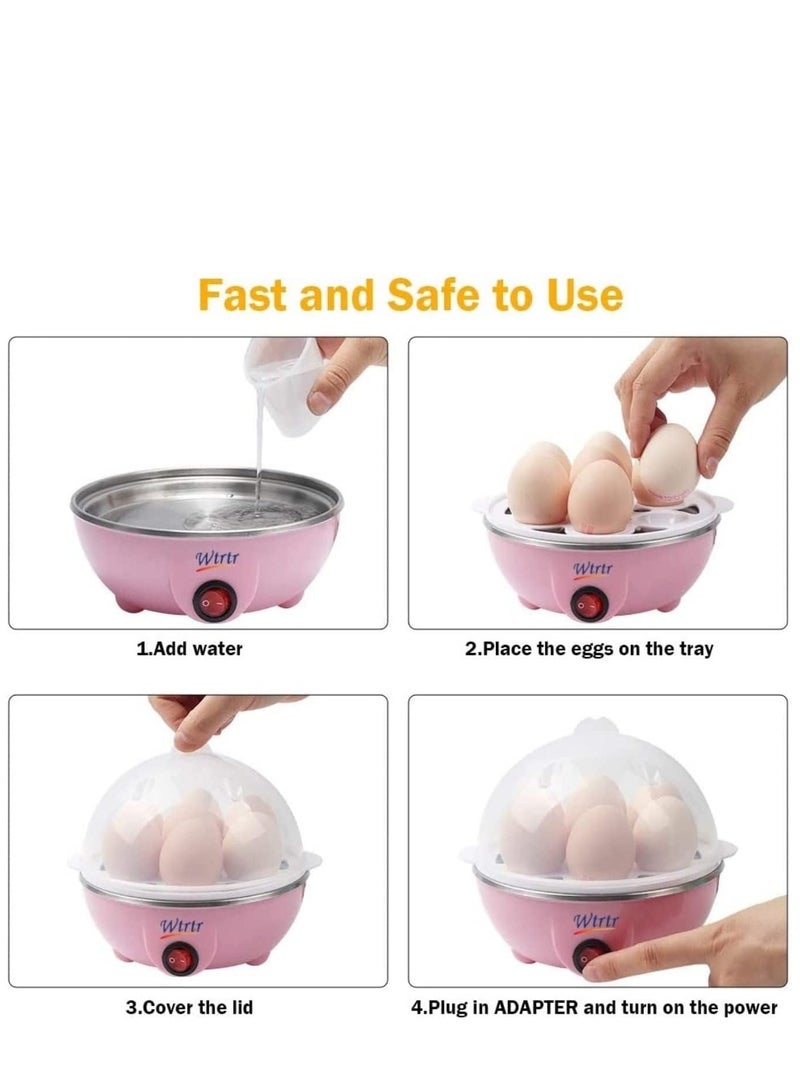 Wtrtr stainless steel Egg Cooker, 350W Electric Egg Beater, White Egg Steamer, Egg Cooker, 7 Egg Volume Steamed Egg Automatically Closed, Double Steamed Egg，605