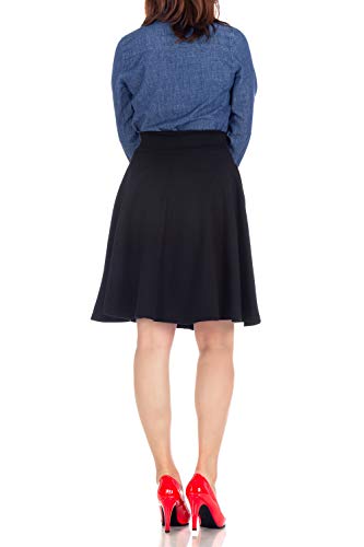 Dani's Choice High-Waisted Cotton Blend Skirt with Pockets - Knee Length A-line Flare for Business and Casual Wear (XL, Black) - Image 5