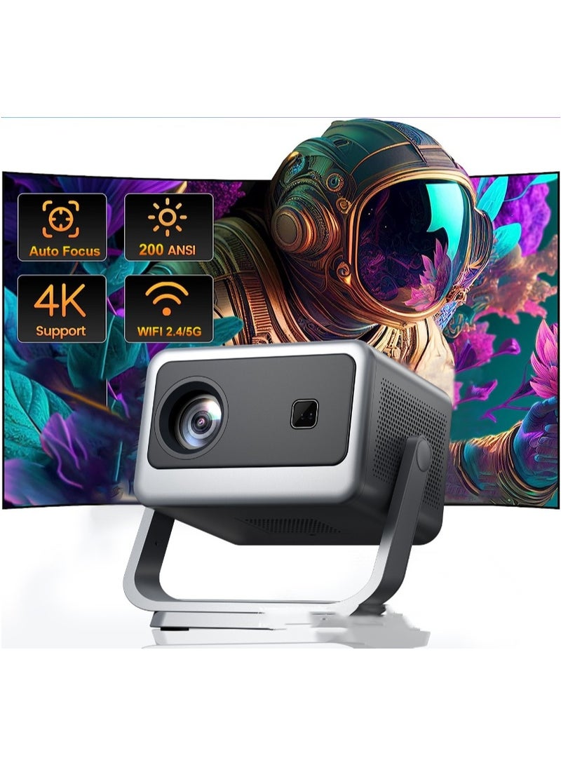 آي كي بروجيكتور مدعوم بدقة 4K - سطوع فائق 12000 لومن، شريحة MTK، واي فاي 6 سريع 5G وبلوتوث 5.1، جimbal قابل للتعديل بزاوية 135° مع تصحيح تلقائي، مكبر صوت ديابرام هاي فاي للسينما المنزلية والمكتب - Image 1