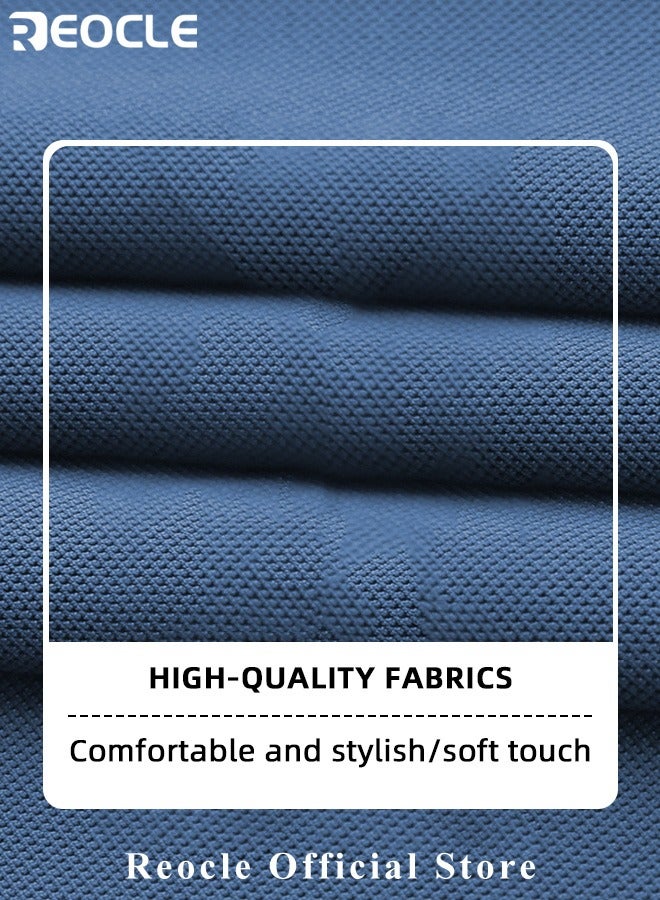 REOCLE Men’s Polo Shirts Short Sleeve Tactical Shirts Performance Athletic Moisture Wicking Golf Shirt Business Casual Ice Silk Lapel Top for Men  - Image 3