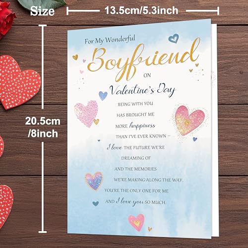 Smithtuy Valentines Day Card for Boyfriend,Valentines Day Cards for Him,Boyfriend Valentines Day Gifts with Sweet Love Message - Image 3
