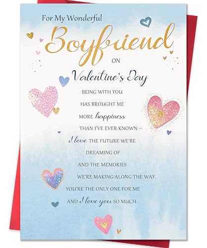 Smithtuy Valentines Day Card for Boyfriend,Valentines Day Cards for Him,Boyfriend Valentines Day Gifts with Sweet Love Message - Image 1