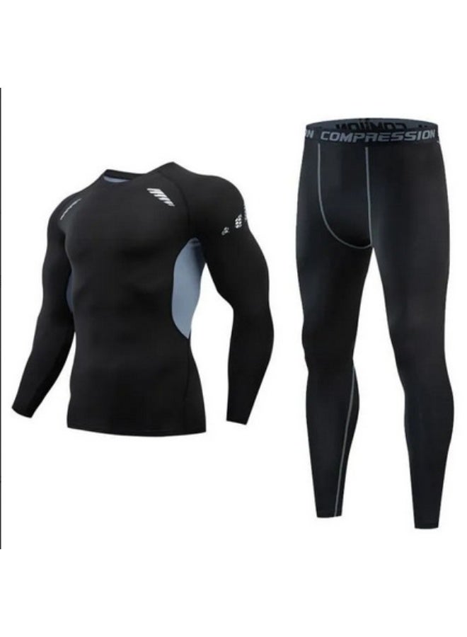 Combat Mens Training Sportswear Set Gym Fitness Compression Tracksuit Suit Jogging Tight Sports Wear Clothes Dry Fit Leggings - Image 1