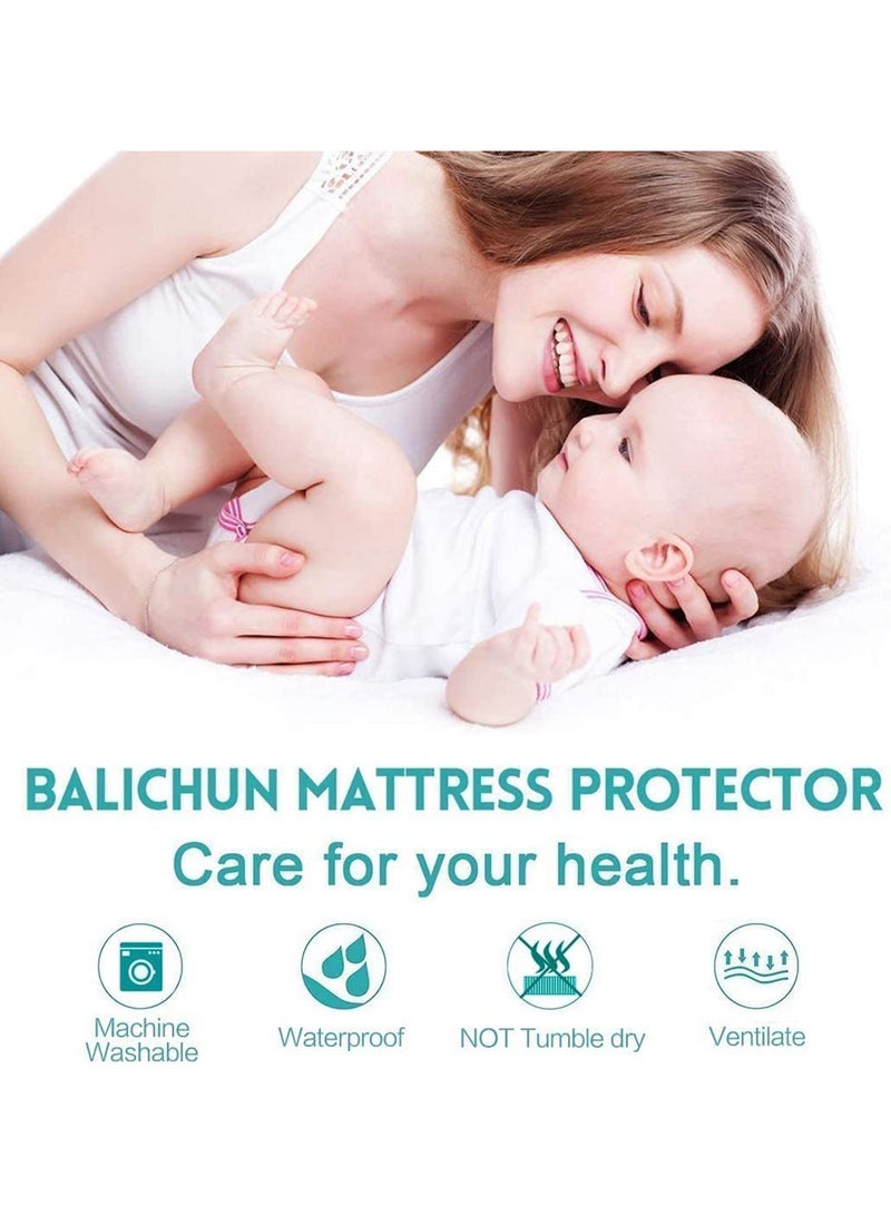 Waterproof Mattress Protector, Mattress Cover Breathable, Fabric Cooling Mattress Pad Cover Smooth Soft Noiseless Washable, Fitted 30CM Deep Pocket (200 * 200cm) - Image 4