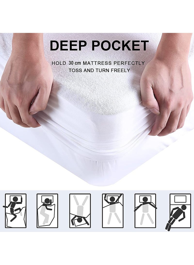Waterproof Mattress Protector, Mattress Cover Breathable, Fabric Cooling Mattress Pad Cover Smooth Soft Noiseless Washable, Fitted 30CM Deep Pocket (200 * 200cm) - Image 5