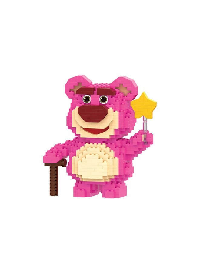 Tanwer 582-Piece Children's Toy Block Splicing Cartoon Small Ornaments Strawberry Bear Decoration - Image 1