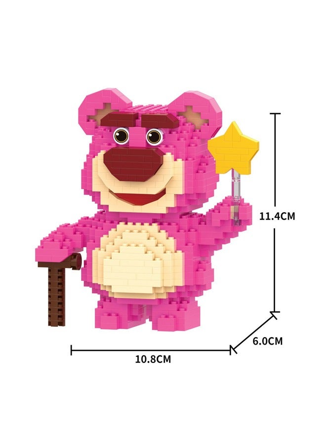 Tanwer 582-Piece Children's Toy Block Splicing Cartoon Small Ornaments Strawberry Bear Decoration - Image 2
