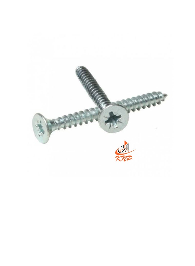 KNP Steel Countersunk Head Twin thread Screws - Pack of 200 (1 3/4" x 8g) - Image 1