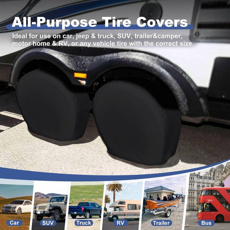 RUTU Explore Land Tire Cover for Jeep, Truck, SUV, Trailer, Camper, RV - Tough Wheel Protector, Universal Fit, 4 Pack (XXL, Fits Tire Diameters 35''-38.75'', Black) - Image 4