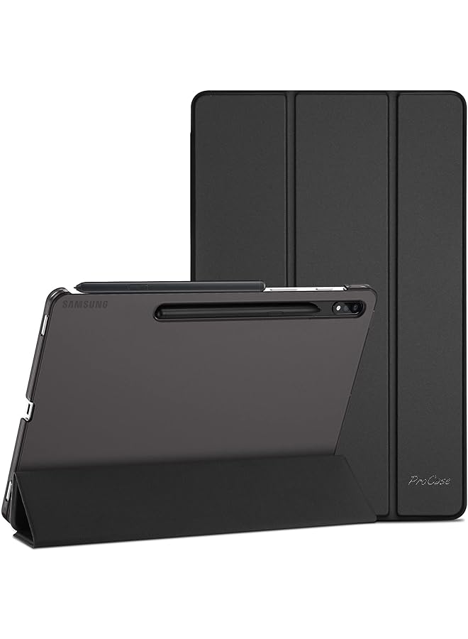 Procases Galaxy Tab S8 Tab S7 11 Inch Case Protective Slim Case Folio Hard Back Stand Smart Cover For 11 Inch Galaxy Tab S8 2022 Galaxy Tab S7 2020 Sm X700 X706 T870 T875 T878 Black - Image 1