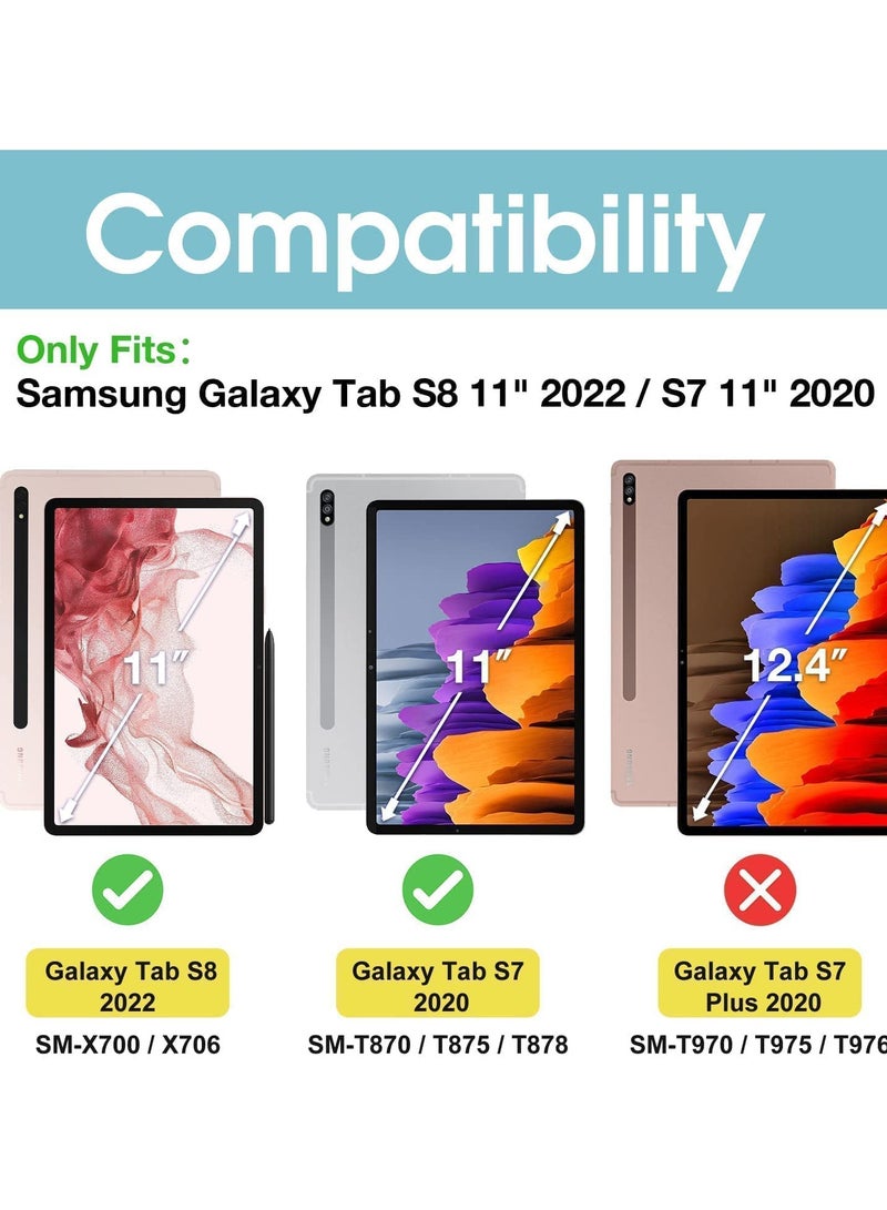 Procases Galaxy Tab S8 Tab S7 11 Inch Case Protective Slim Case Folio Hard Back Stand Smart Cover For 11 Inch Galaxy Tab S8 2022 Galaxy Tab S7 2020 Sm X700 X706 T870 T875 T878 Black - Image 2