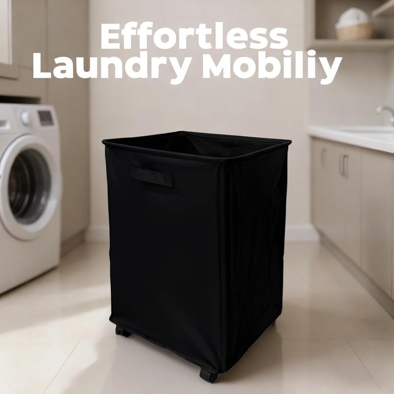 Oxford Cloth Laundry Hamper, Rolling Clothes Storage Bin, Foldable Basket with Wheels, 40 X 34 X 57 Cm, Handles, Space-Saving - Image 4