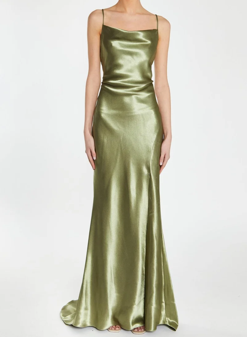 True Decadence Pippa Sage Green Bridesmaid Cowl-Neck Slip Dress