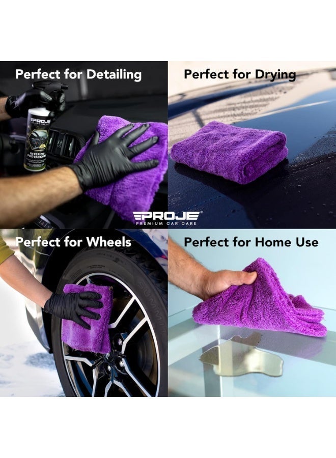 Microfiber Towel for Car - Ultra Absorbent - Car Drying, Polishing, Buffing Cloth & Interior Detailing Towel - 500 GSM 16x16in - Auto Detailing Supplies - Pack of 3 Premium Car Care - Image 1
