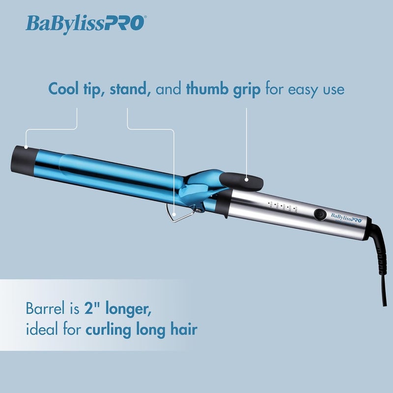 BaBylissPRO مكواة تجعيد احترافية من نانو تيتانيوم مع أسطوانة ممتدة مثالية للشعر الطويل - Image 2
