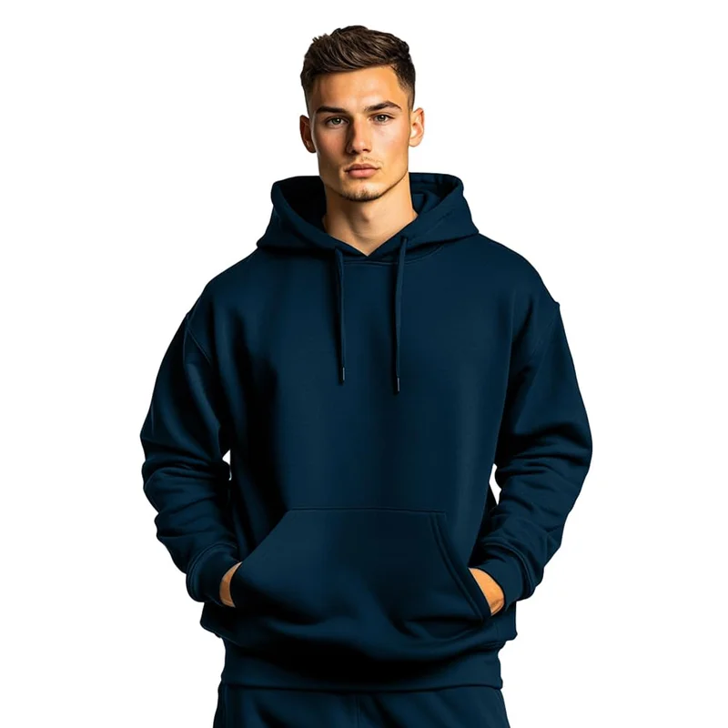 NOBERO Navy Graphic Printed Hoodie for Men