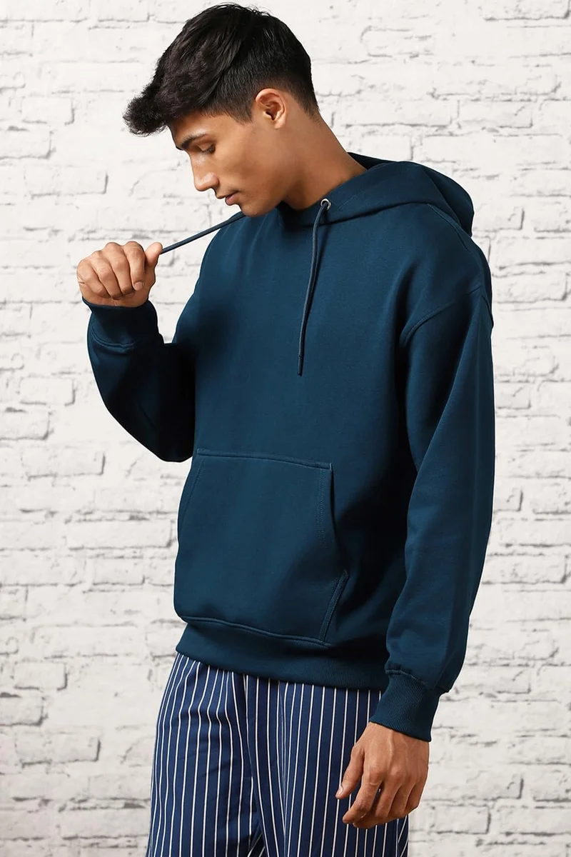 NOBERO  Navy Graphic Printed Hoodie for Men for Men | Best Price UAE