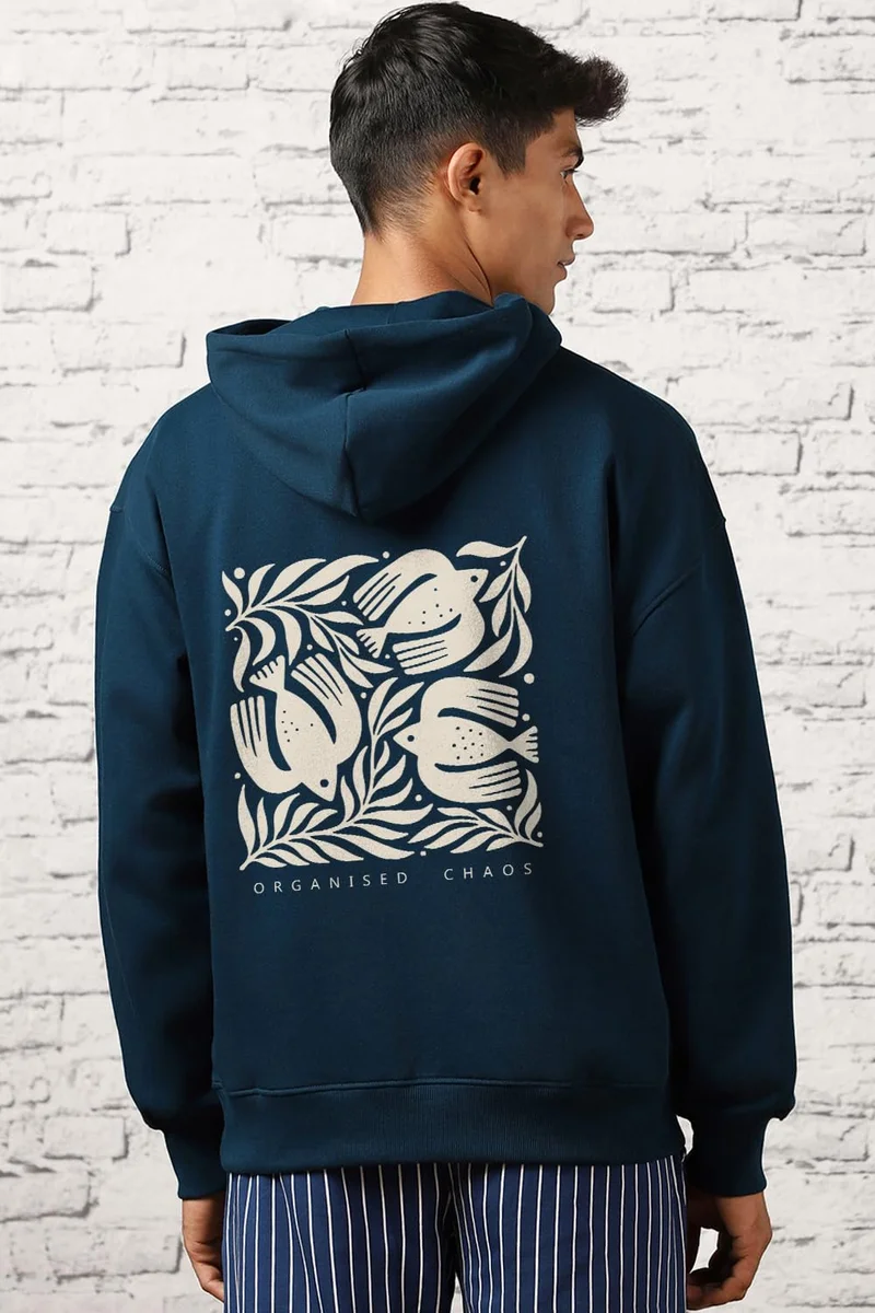 NOBERO  Navy Graphic Printed Hoodie for Men for Men | Best Price UAE