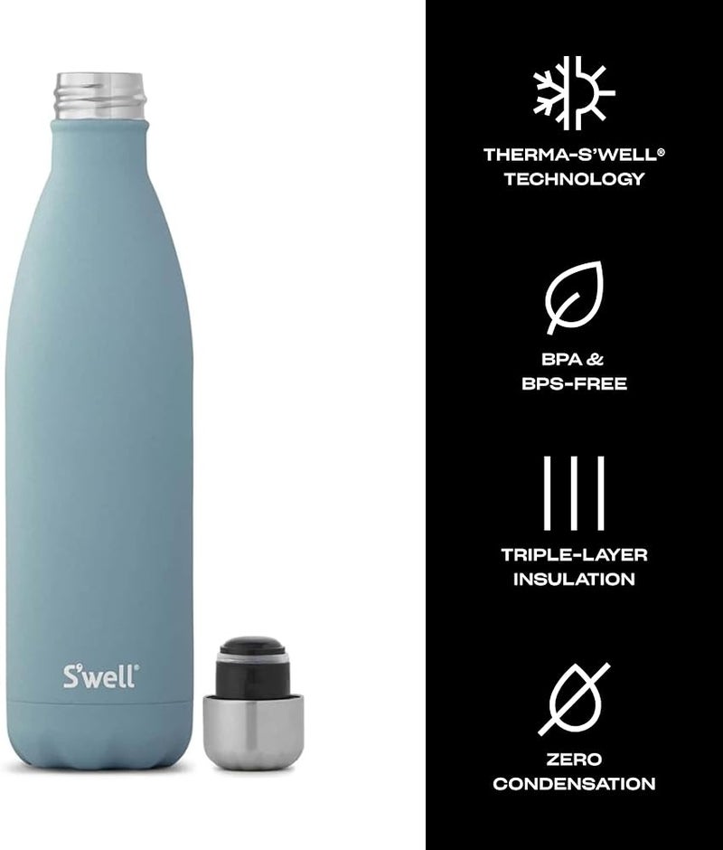 S'well Stainless Steel Water Bottle, 25oz, Aquamarine, Triple Layered Vacuum Insulated Containers Keeps Drinks Cold for 48 Hours and Hot for 24, BPA Free, Perfect for On the Go - Image 2