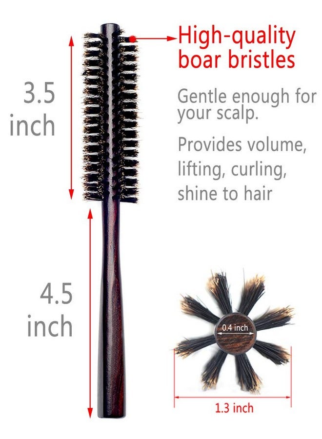 Perfehair Small Round Hair Brush For Thin Or Short Hair Mini Round Boar Bristle Beard Brush For Men & Women - Image 2