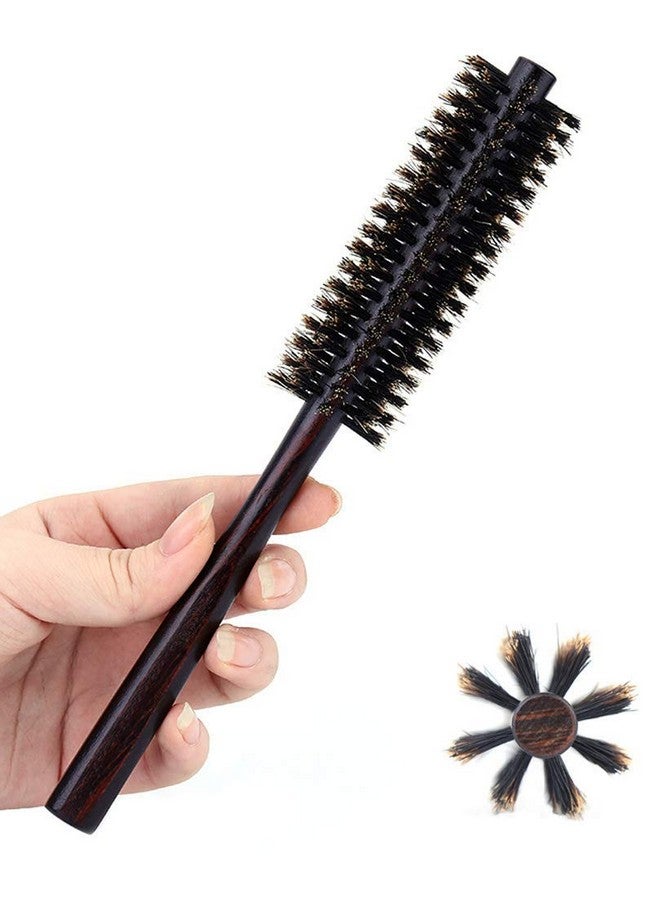Perfehair Small Round Hair Brush For Thin Or Short Hair Mini Round Boar Bristle Beard Brush For Men & Women - Image 1