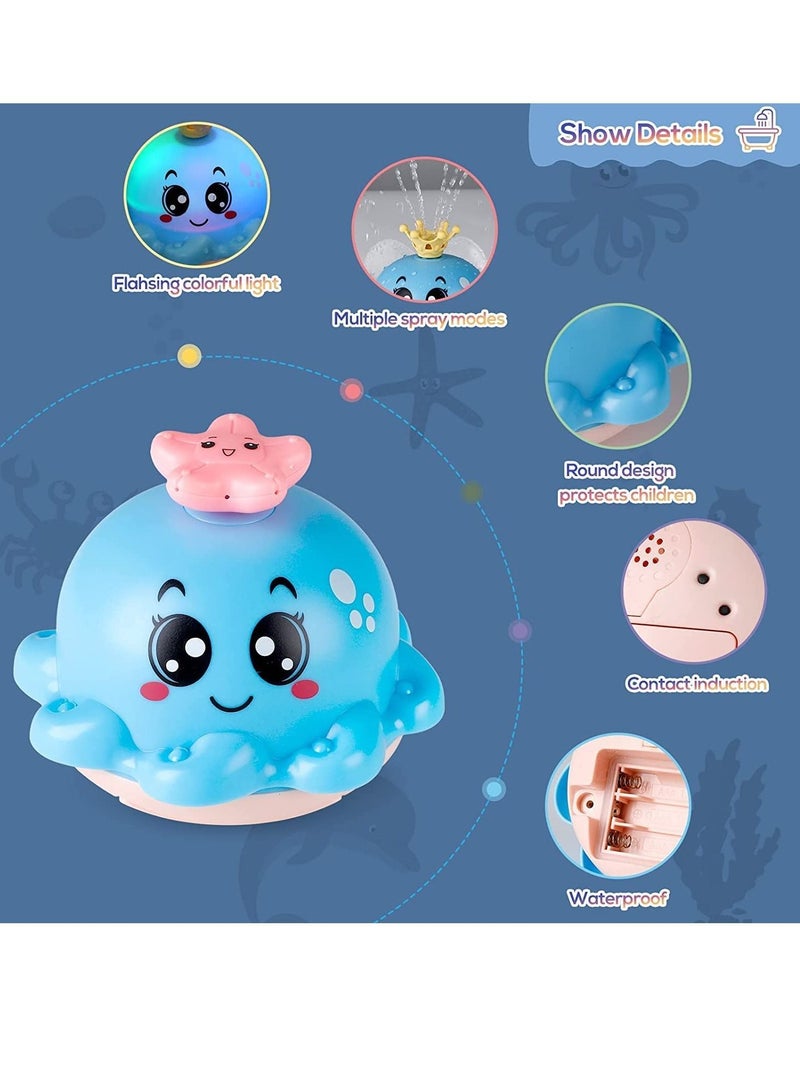 نيبمينينت Baby Bath Toy With 4 Water Spray Modes, Light Up Octopus Tub Toys for Toddler Kids, Auto-Rotating Toddlers Bathtub Boys Girls Ocean Animals/Fountain Sprinkler/Flashing Colorful LED - Image 3