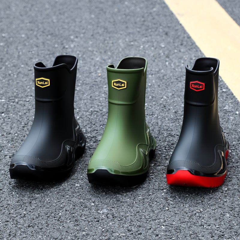 Korean Style Classic Black Non-Slip Men'S Rubber Shoes Rain Boots Short-Tube Sports Water Boots Widened And Thickened Environmentally Friendly Water Shoes - Image 4