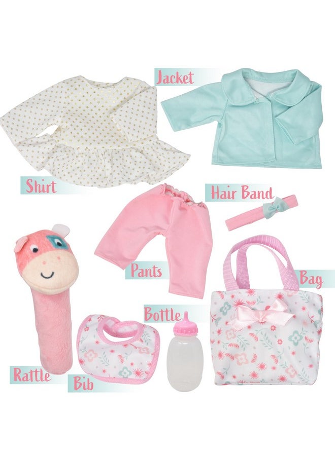 Gift Boutique - Soft Body Baby Doll With Accessories Set, 14 Inch Doll With Bottle Clothes Toy Rattle Diaper Bag And Bib For Toddlers Girls Age 2 3 4 5 Years - Image 1