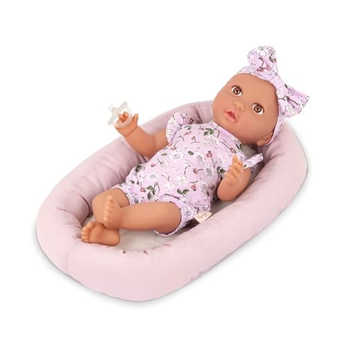 LullaBaby – 14-Inch Realistic Baby Doll – Brown Eyes & Soft Body – Clothing Floral Sleeper, Headband & Pacifier – Plush Bassinet Bed – Pretend Play 2+ Years – Floor Pillow Set - Image 1