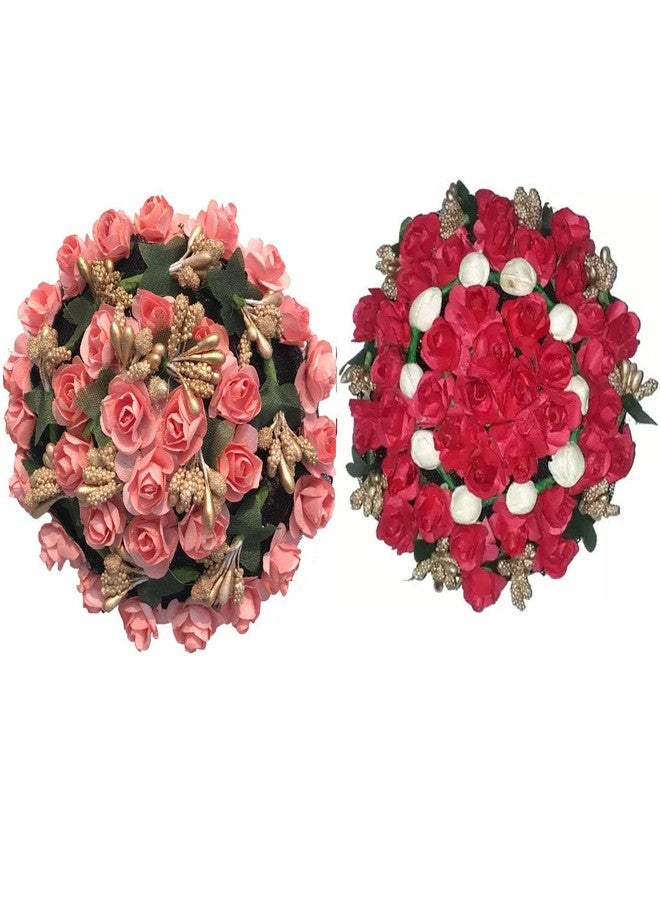 AROOMAN Full Juda Bun Hair Flower Gajra Combo for Wedding and Party - Image 1
