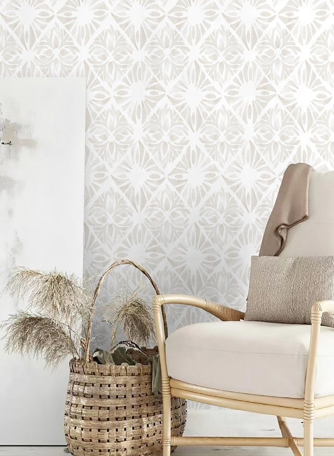 Fiula Geometric peel and stick wallpaper boho wallpaper78.7 x17.3 white and gray wallpaper white contact paper Removable Wallpaper for Bedroom Waterproof Removable Shelf Liner Decal Vinyl Roll - Image 3