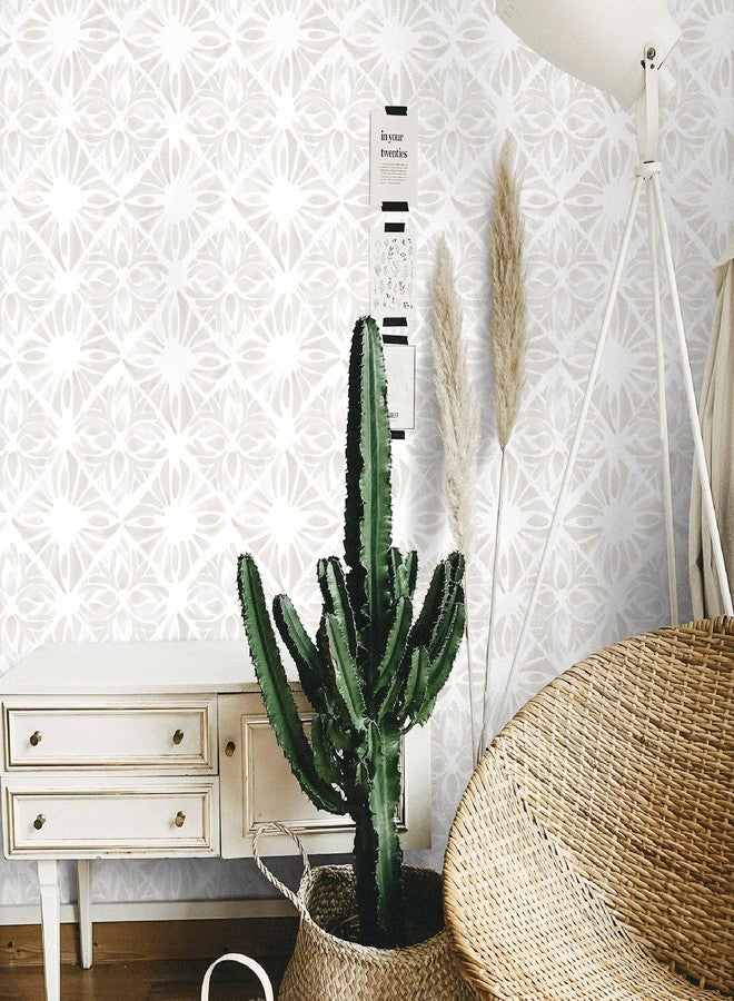 Fiula Geometric peel and stick wallpaper boho wallpaper78.7 x17.3 white and gray wallpaper white contact paper Removable Wallpaper for Bedroom Waterproof Removable Shelf Liner Decal Vinyl Roll - Image 4