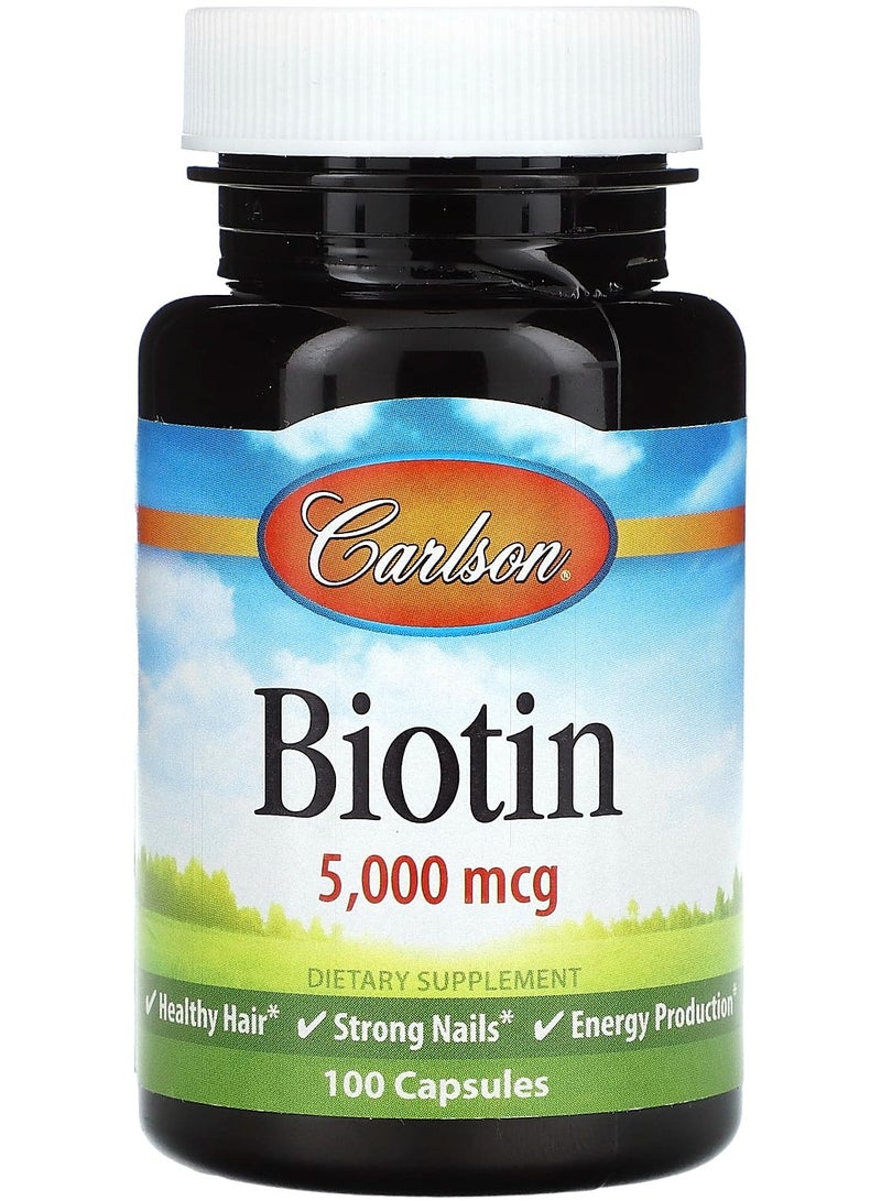 بيوتين، 5,000 ميكروغرام، 100 كبسولة