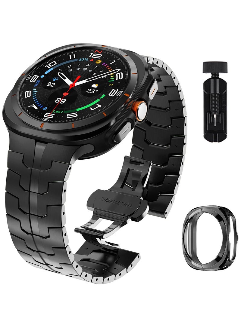 S-Color Samsung Galaxy Watch Ultra 47mm Strap Stainless Steel Metal Replacement Band No Gaps Bands Compatible with Galaxy Ultra 47mm Watch 7 Ultra for Men Women Everyday Wear Outdoor Use - Image 1