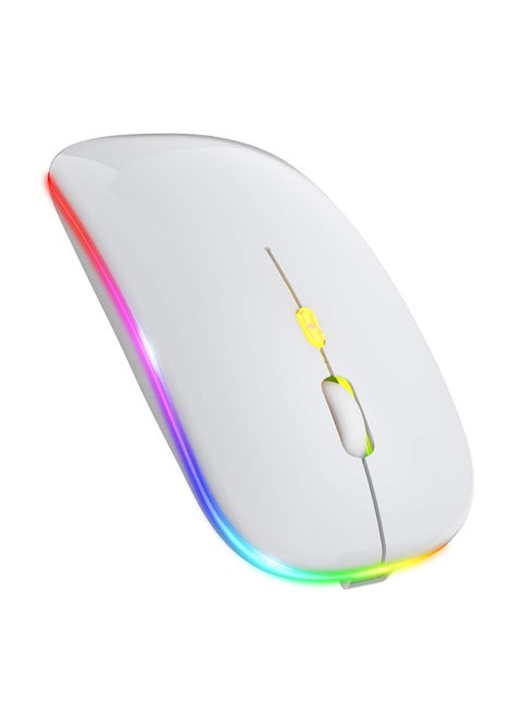 LED Wireless Mouse Rechargeable Slim Silent Mouse 2.4G Portable Mobile Optical Office Mouse with USB & Type-c Receiver for Notebook, PC, Laptop, Computer, Desktop