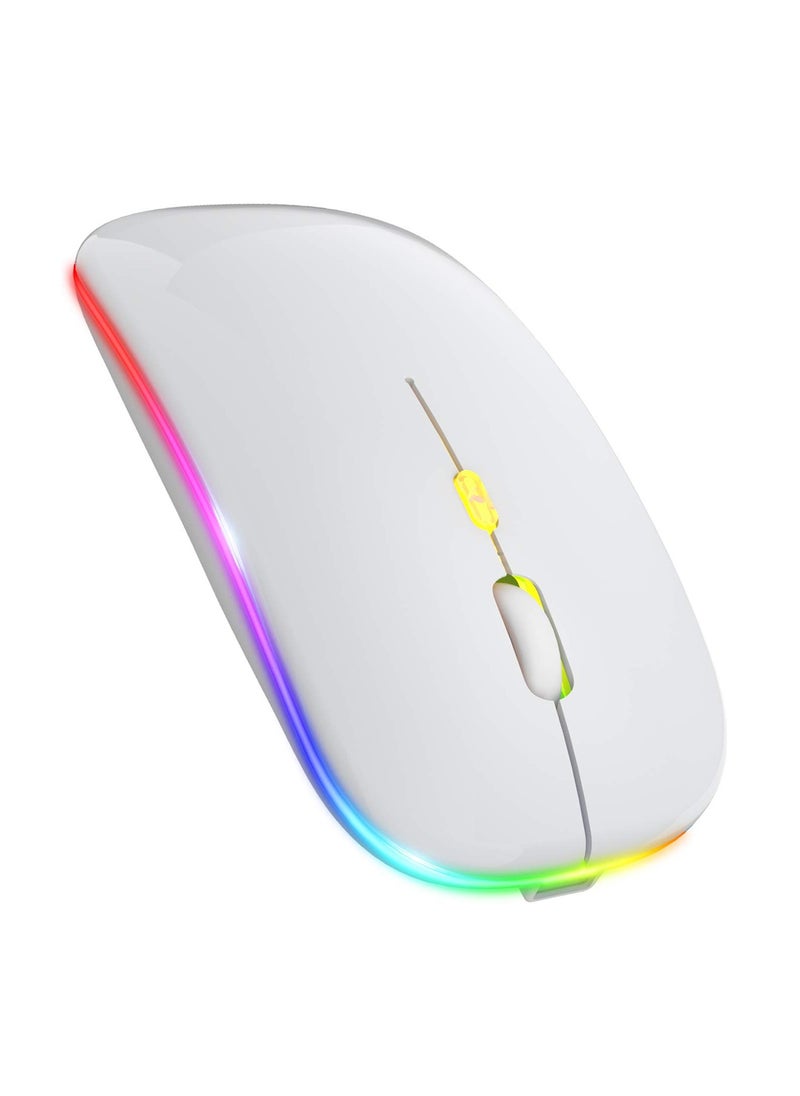Generic LED Wireless Mouse Rechargeable Slim Silent Mouse 2.4G Portable Mobile Optical Office Mouse with USB & Type-c Receiver for Notebook, PC, Laptop, Computer, Desktop  - Image 1