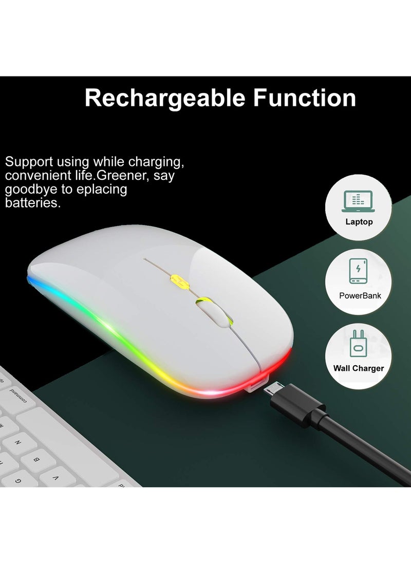 Generic LED Wireless Mouse Rechargeable Slim Silent Mouse 2.4G Portable Mobile Optical Office Mouse with USB & Type-c Receiver for Notebook, PC, Laptop, Computer, Desktop  - Image 2