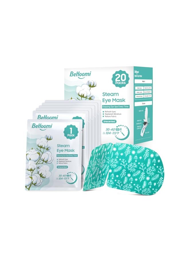 BeHoomi BeHoomi Steam Eye Mask, 20 Packs Eye Masks for Dark Circles and Puffiness Heated Eye Mask Warm Eye Compress Moist Heat Disposable Eye Mask for Dry Eyes, Stress Relief for Home Office Travel-Unscented  - Image 1