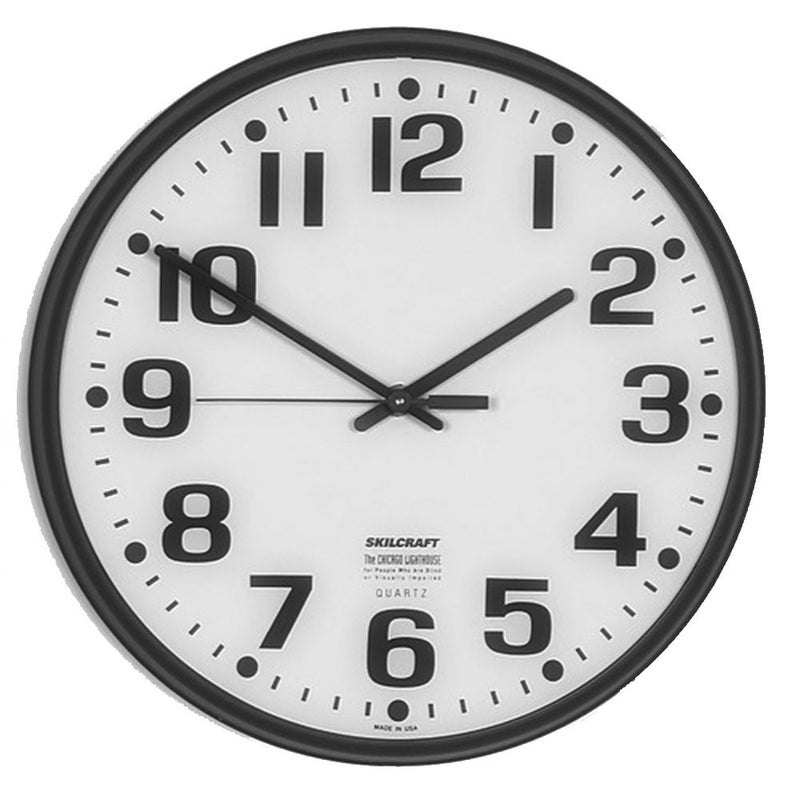 Quartz Wall Clock Slimline  Plastic Frame  1234 Diameter  Black CaseWhite Face 6645013897944