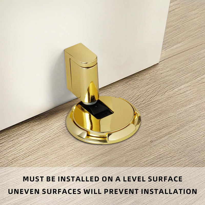 SAILANKA Windproof Door Stopper Indoor Heavy Duty Floor Door Stop Keep Door Open Mechanical No Drilling Door Stopper with Screws and Adhesive Pads, 1 Pack, Bright Gold - Image 3