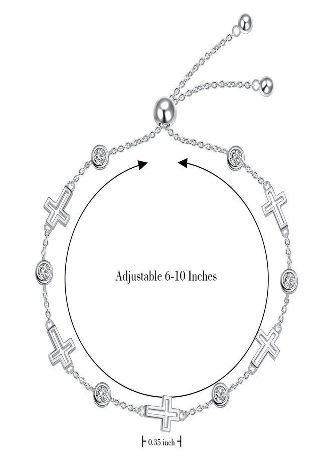 Flyow S925 Sterling Silver Cross Charm Bracelet for Women Christian Danity Religious Link Chain Jewelry Gifts - Image 5