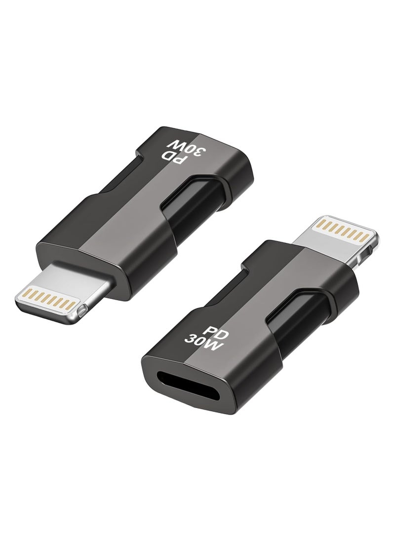 FIRST PRO USB C to Lighting Adapter (2 Pack), USB Type C Female to Lightning Male Adapter Support 30W PD Fast Charging and Data Transfer for iPhone, iPad, iPod (Not Support Headphones and OTG)  - Image 1
